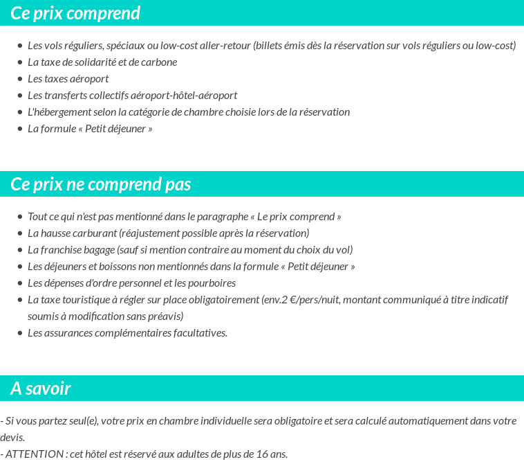 Conditions tarifaires