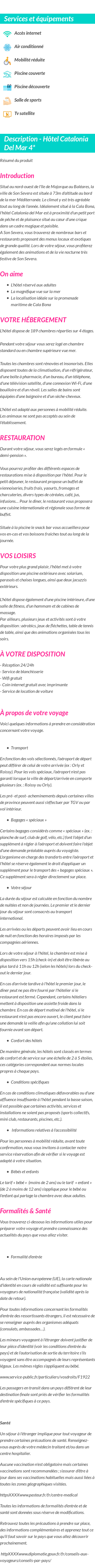 Détails du séjour