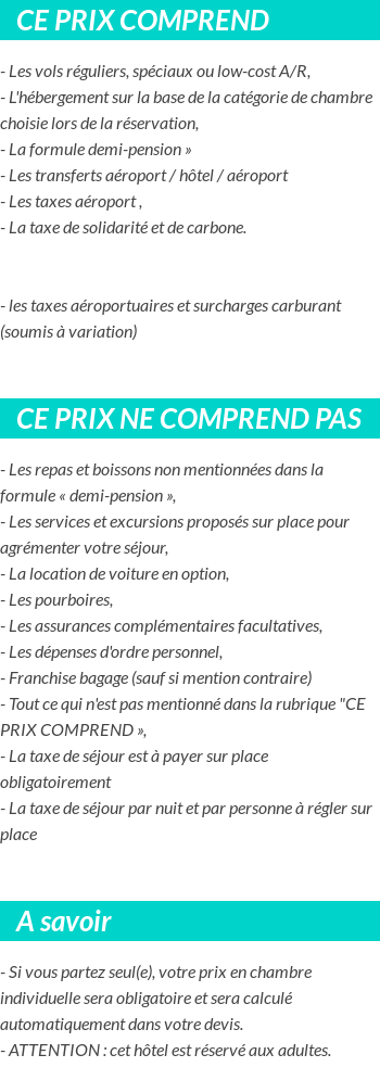 Conditions tarifaires