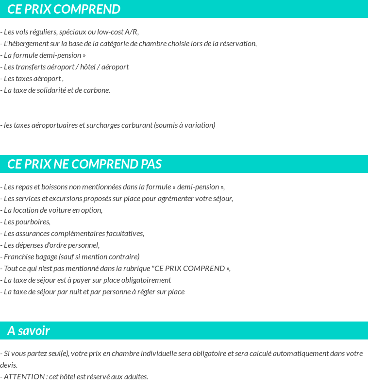 Conditions tarifaires