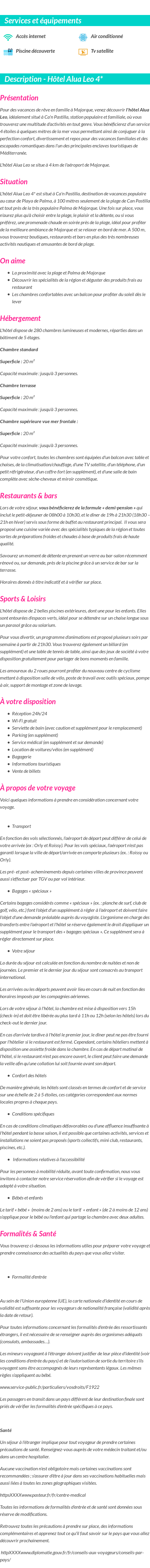 Détails du séjour