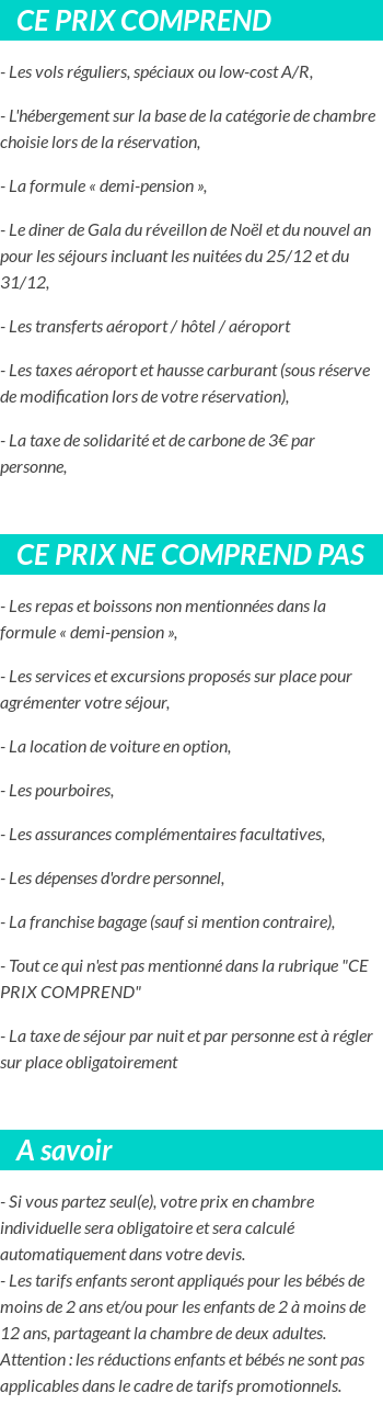 Conditions tarifaires