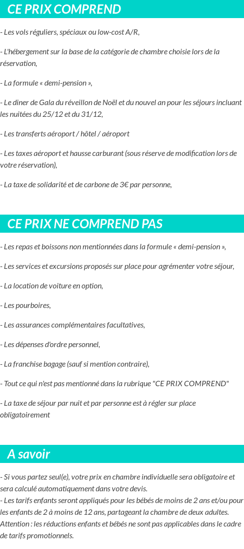 Conditions tarifaires