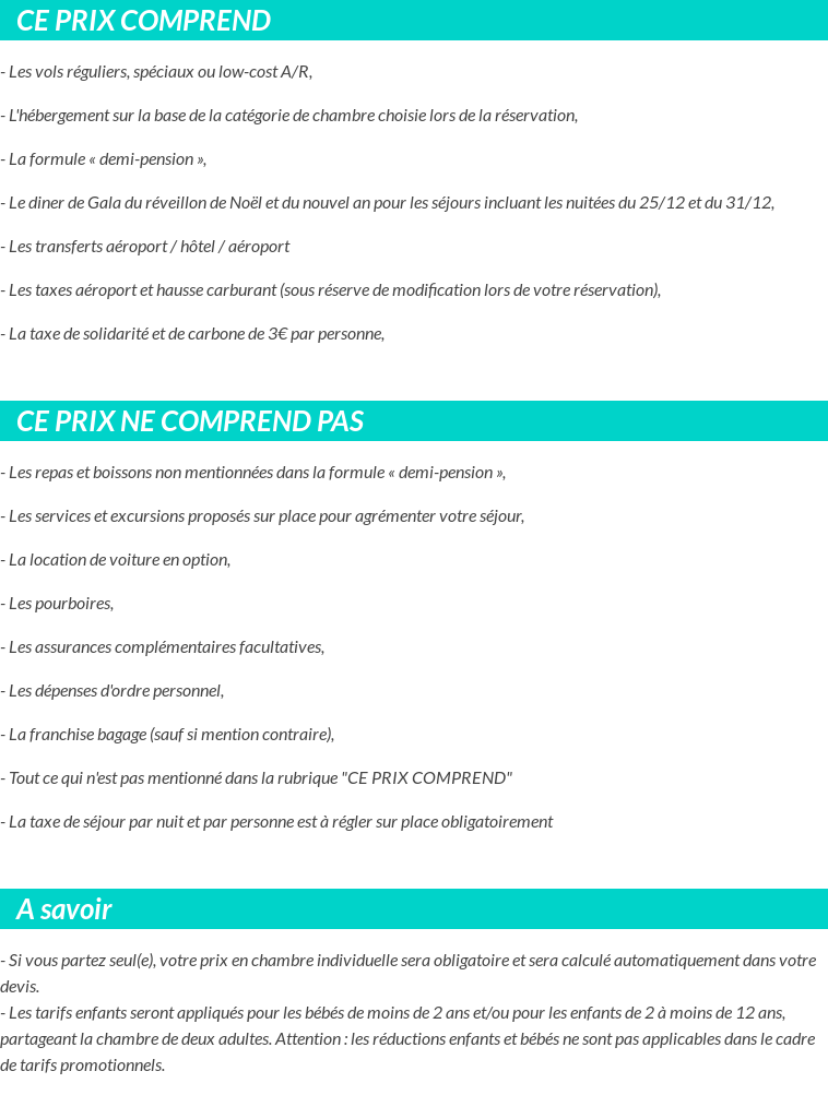 Conditions tarifaires