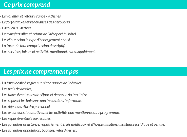 Conditions tarifaires