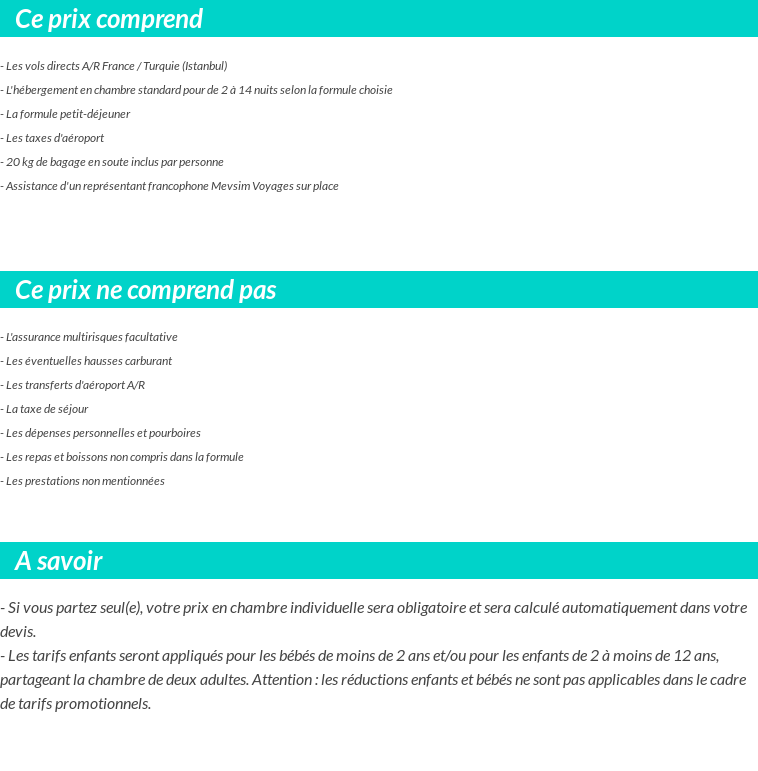 Conditions tarifaires