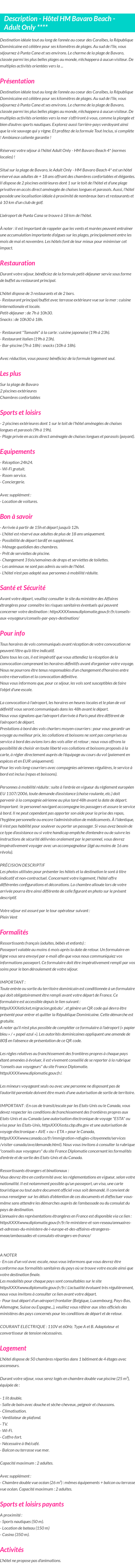 Détails du séjour