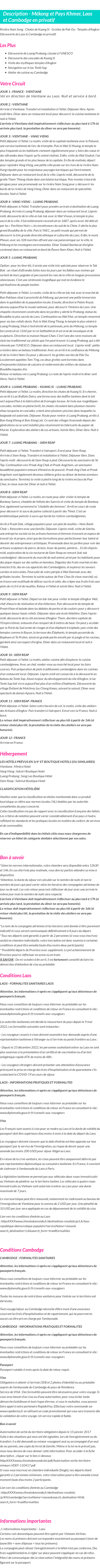 Détails du séjour