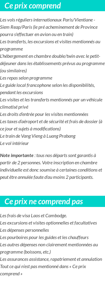 Conditions tarifaires