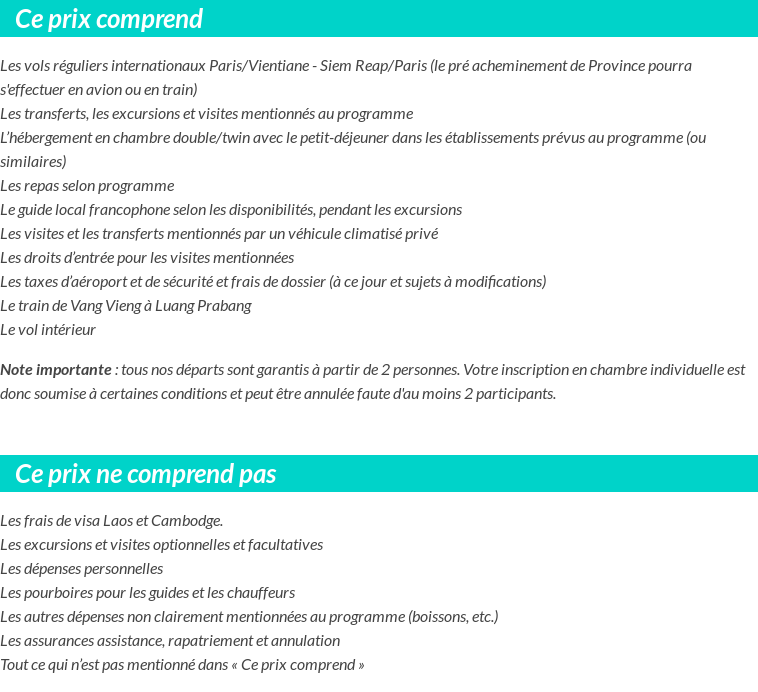 Conditions tarifaires