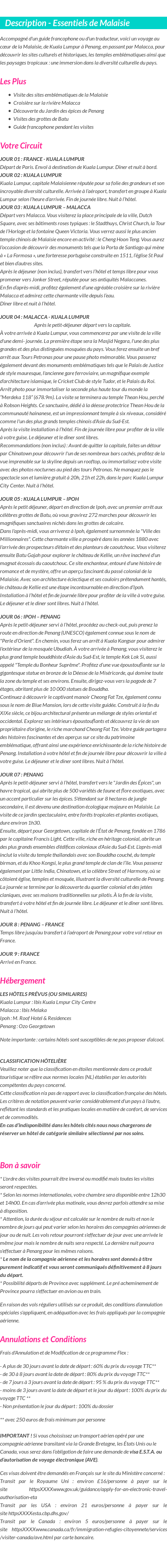 Détails du séjour