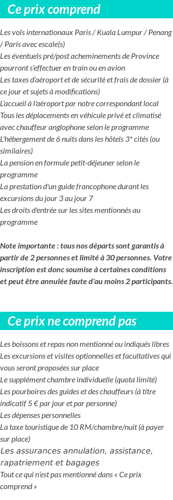 Conditions tarifaires