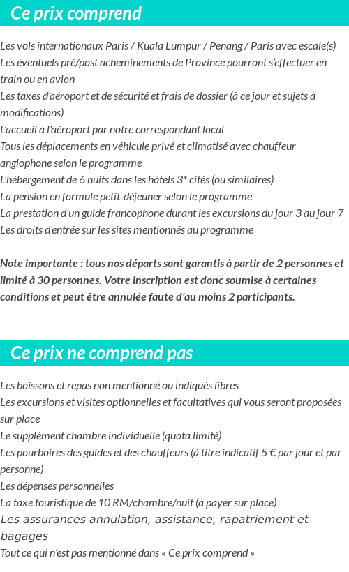 Conditions tarifaires