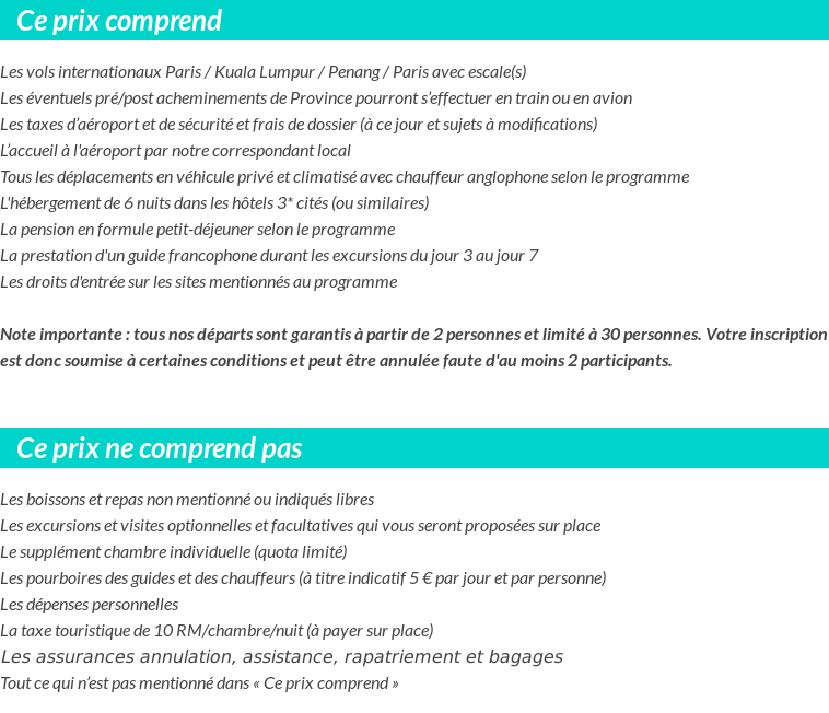 Conditions tarifaires