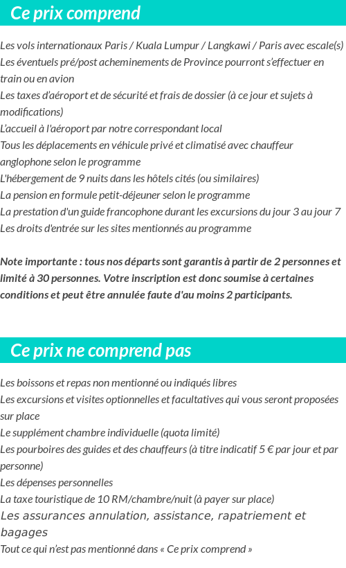 Conditions tarifaires