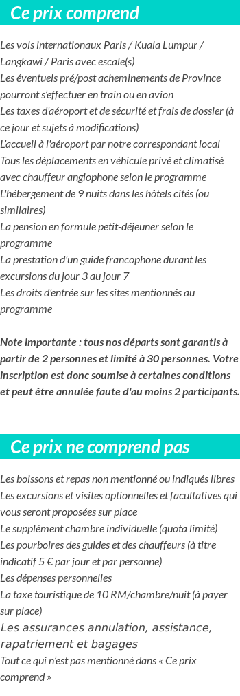 Conditions tarifaires