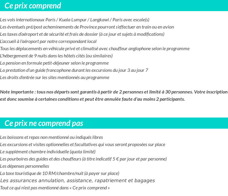 Conditions tarifaires