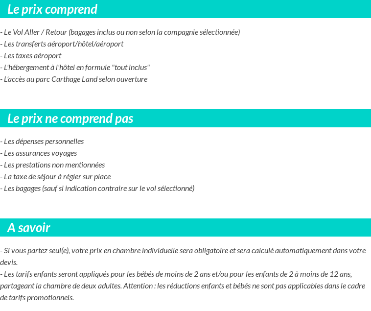 Conditions tarifaires