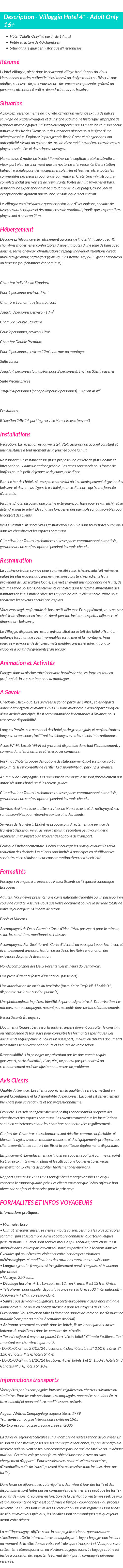 Détails du séjour
