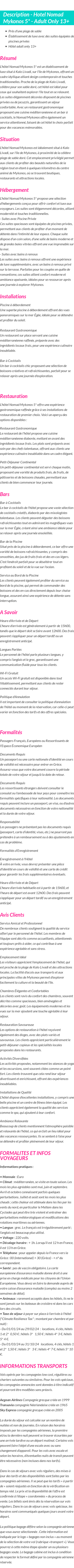 Détails du séjour