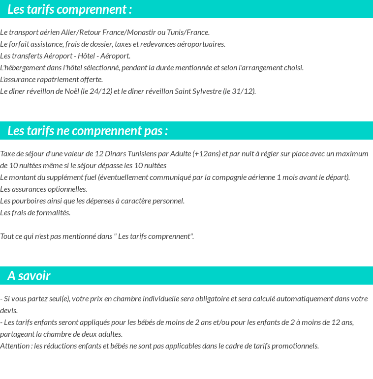 Conditions tarifaires