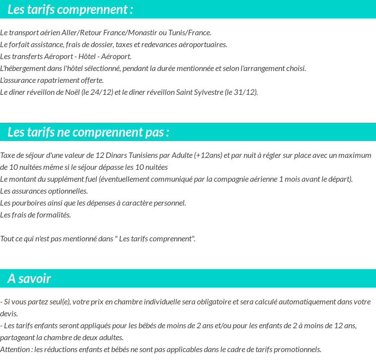 Conditions tarifaires