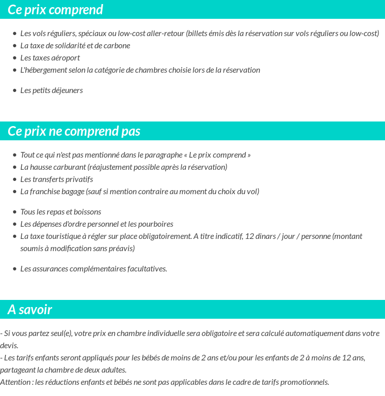 Conditions tarifaires