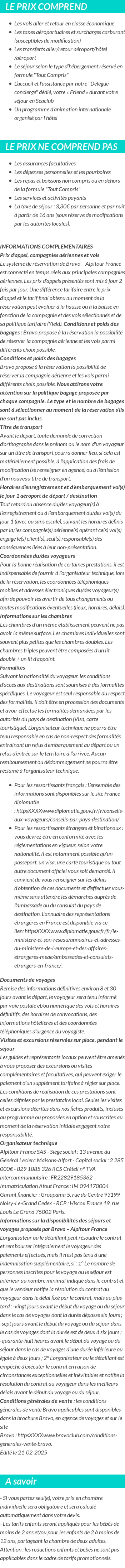 Conditions tarifaires