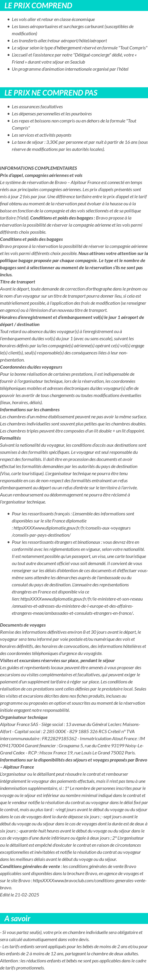 Conditions tarifaires