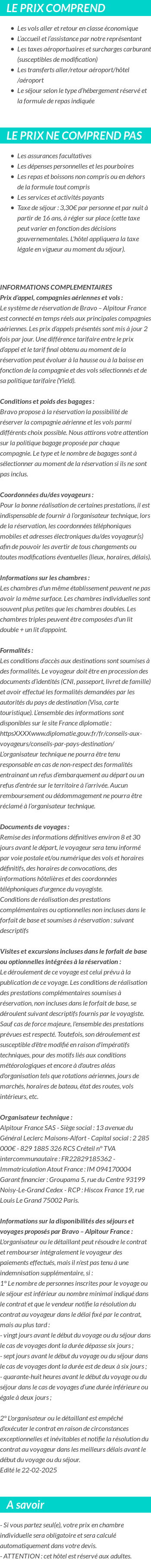 Conditions tarifaires