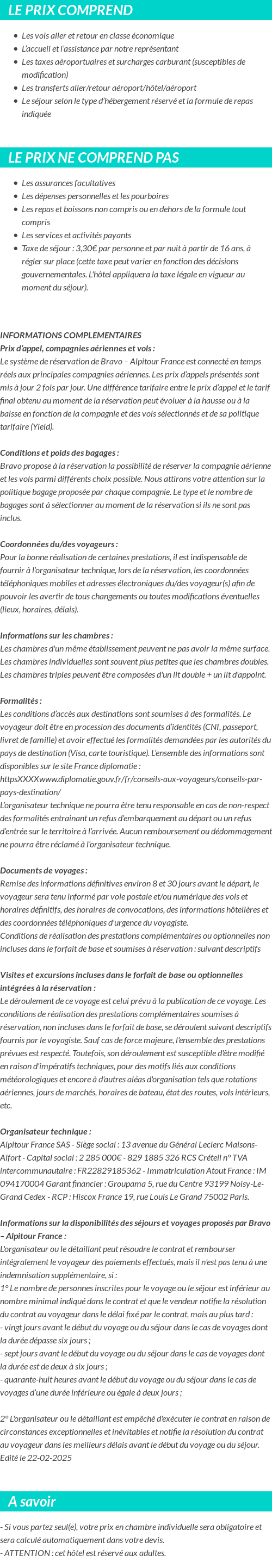 Conditions tarifaires