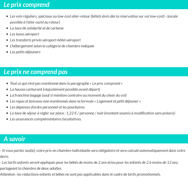 Conditions tarifaires