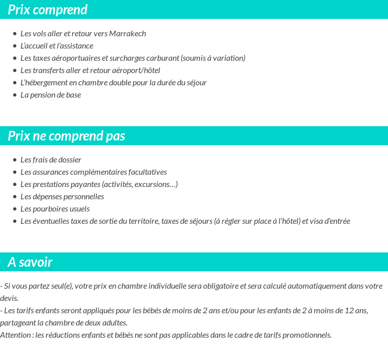 Conditions tarifaires