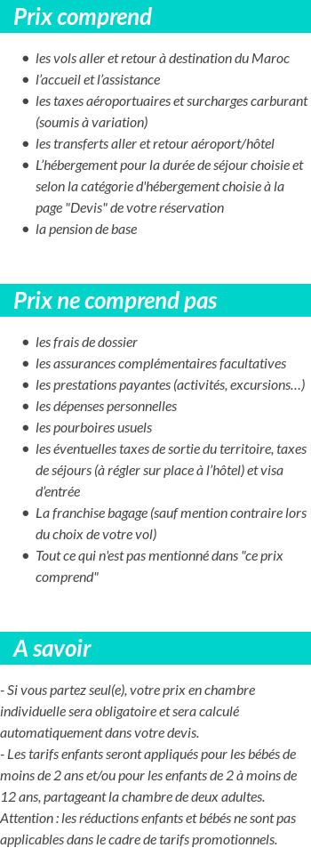 Conditions tarifaires