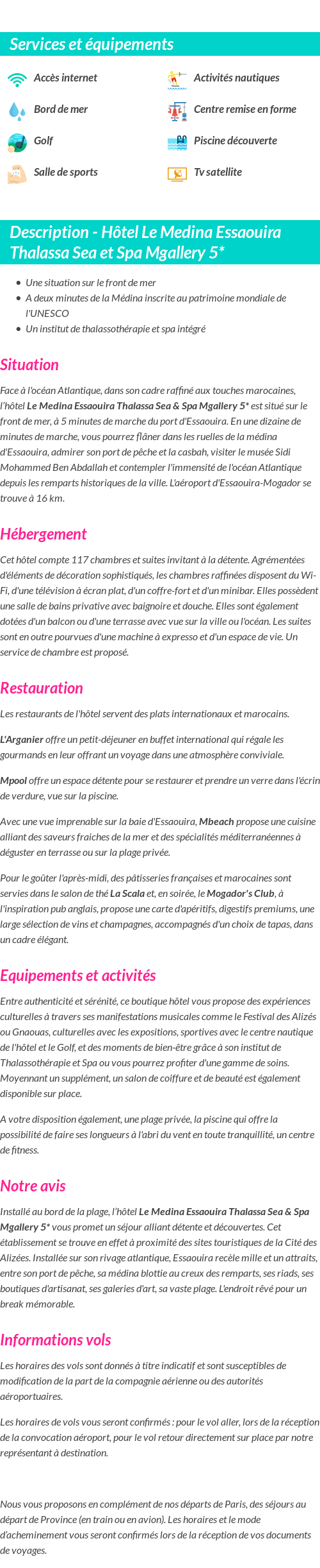 Détails du séjour
