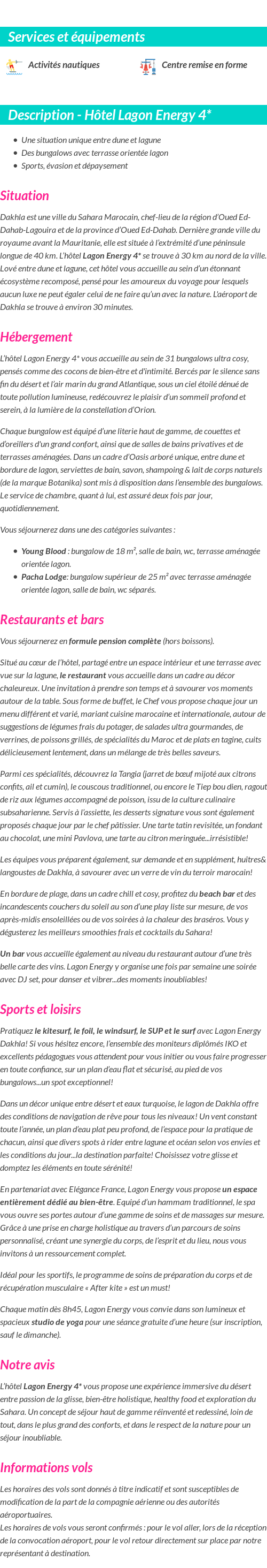 Détails du séjour