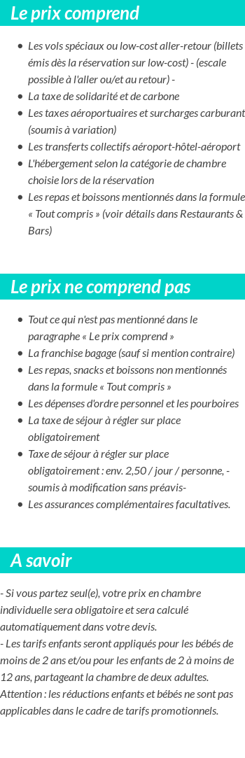 Conditions tarifaires