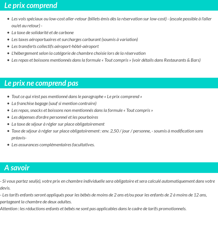 Conditions tarifaires