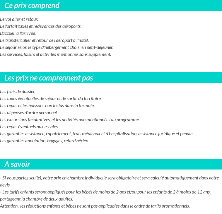 Conditions tarifaires