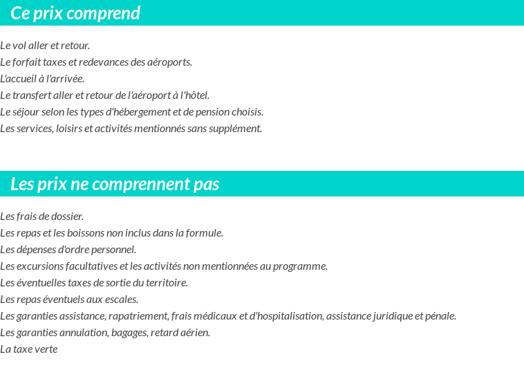 Conditions tarifaires