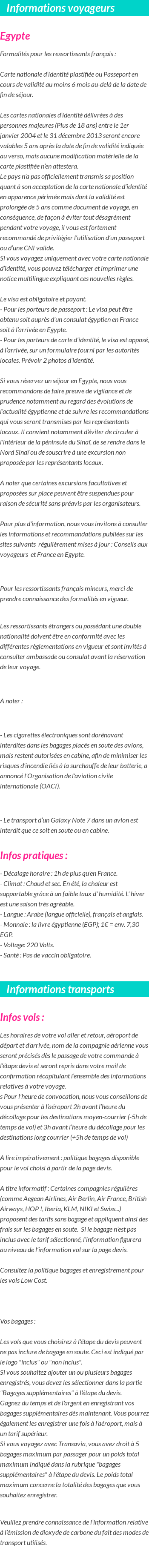 Formalités et infos voyageurs