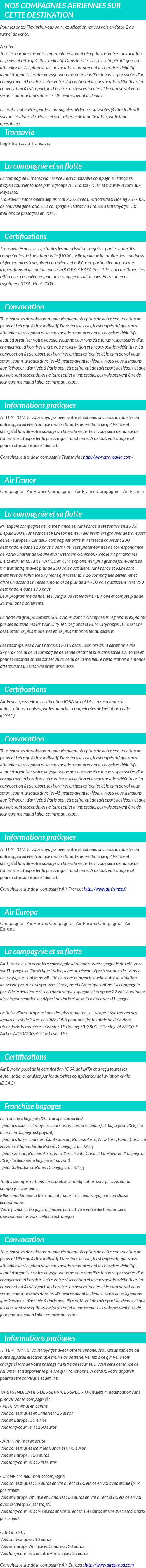 INFOS VOLS