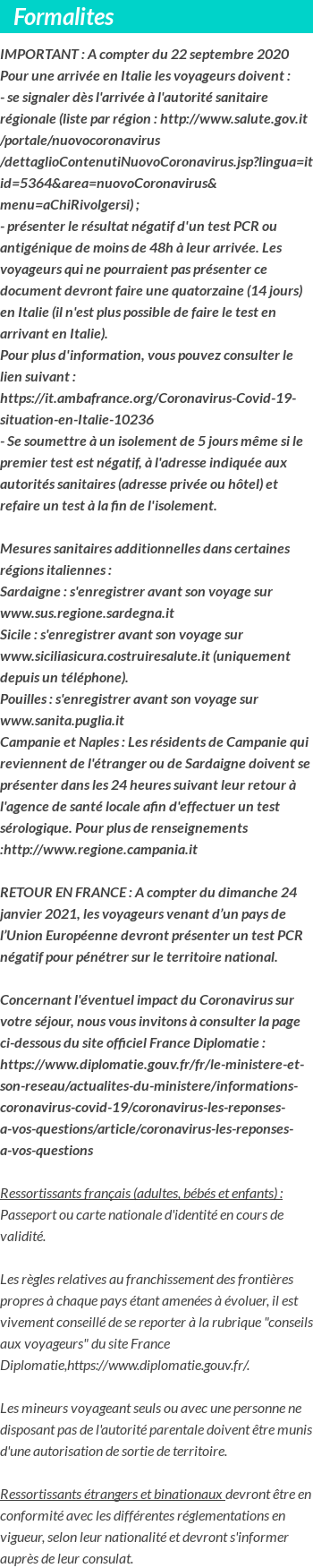 INFOS VOYAGEURS