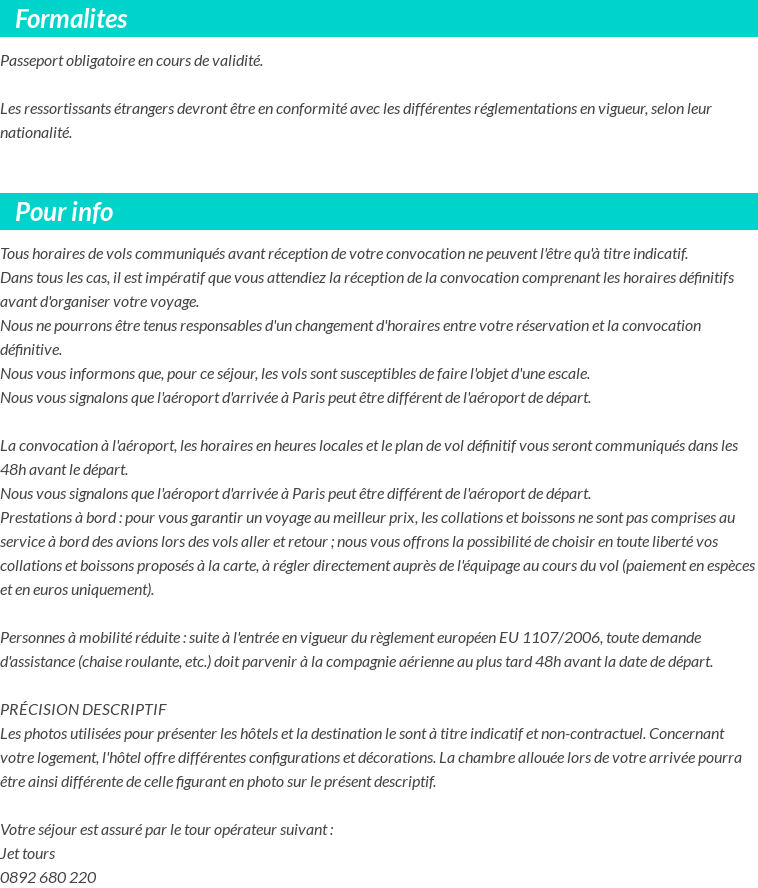 INFOS VOYAGEURS