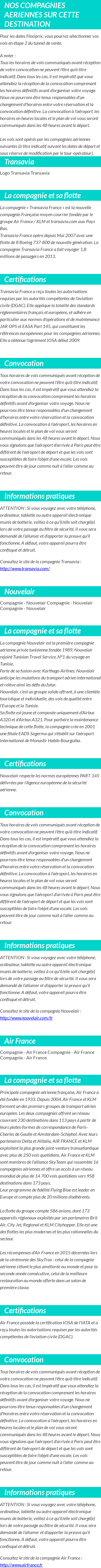 INFOS VOLS