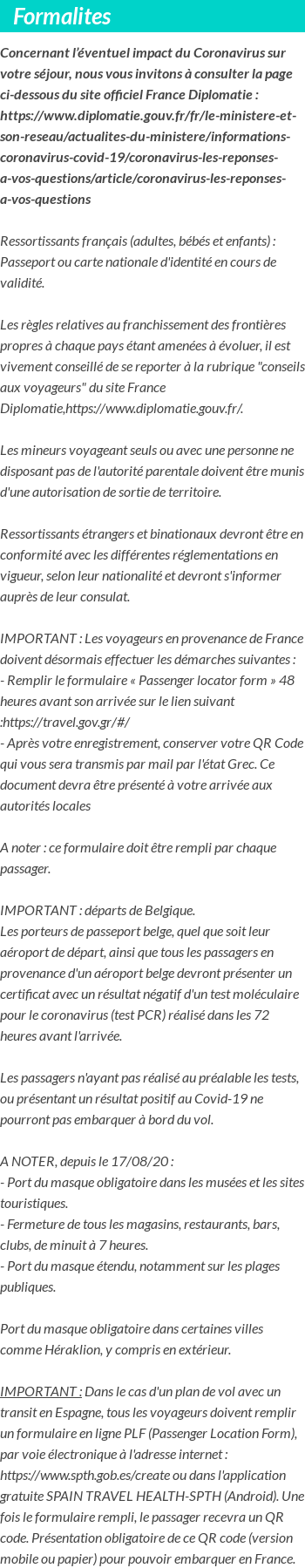 INFOS VOYAGEURS