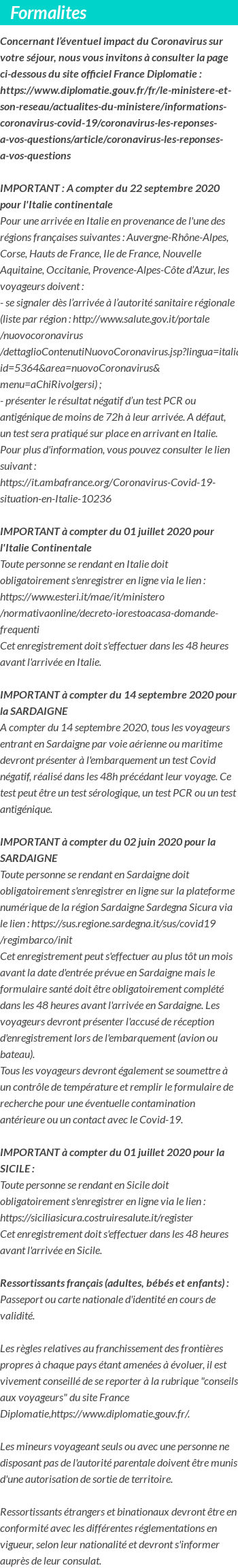 INFOS VOYAGEURS