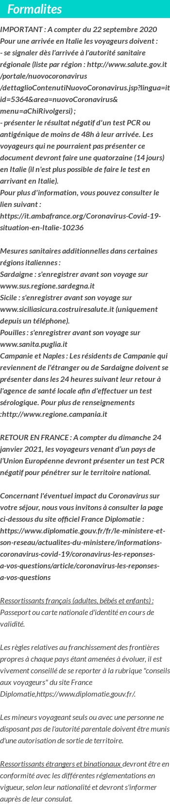 INFOS VOYAGEURS