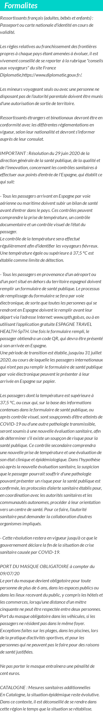 INFOS VOYAGEURS